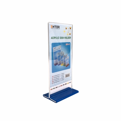 Kệ mica 2 mặt Enter E09-U 100x210mm đế lùa uốn bằng, Kệ menu nhà hàng, Standee mica để bàn, Bảng quét mã QR Code (20)