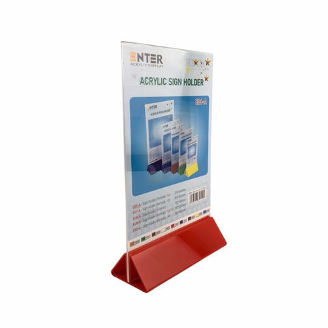 Kệ mica 2 mặt Enter E06-A 210x300mm đế lùa uốn chân chữ A, Kệ menu nhà hàng, Standee mica để bàn, Bảng quét mã QR Code (10)