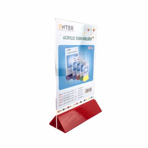 Kệ mica 2 mặt Enter E06-A 210x300mm đế lùa uốn chân chữ A, Kệ menu nhà hàng, Standee mica để bàn, Bảng quét mã QR Code (10)