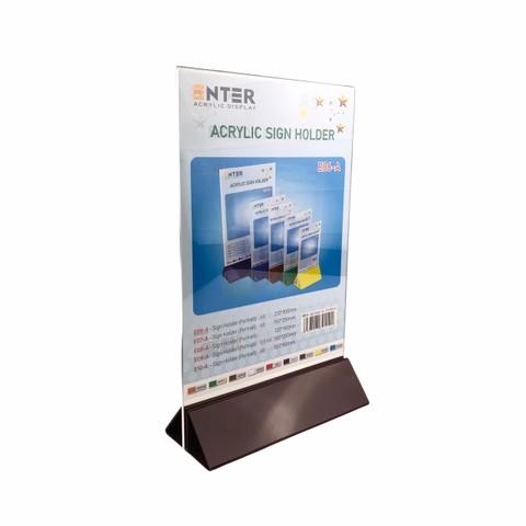 Kệ mica 2 mặt Enter E06-A 210x300mm đế lùa uốn chân chữ A, Kệ menu nhà hàng, Standee mica để bàn, Bảng quét mã QR Code (10)