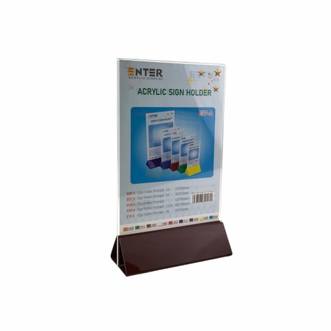 Kệ mica 2 mặt Enter E07-A 150x210mm đế lùa uốn chân chữ A, Kệ menu nhà hàng, Standee mica để bàn, Bảng quét mã QR Code (20)