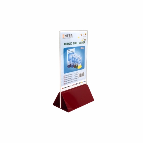 Kệ mica 2 mặt Enter E10-A 100x150mm đế lùa uốn chân chữ A, Kệ menu nhà hàng, Standee mica để bàn, Bảng quét mã QR Code