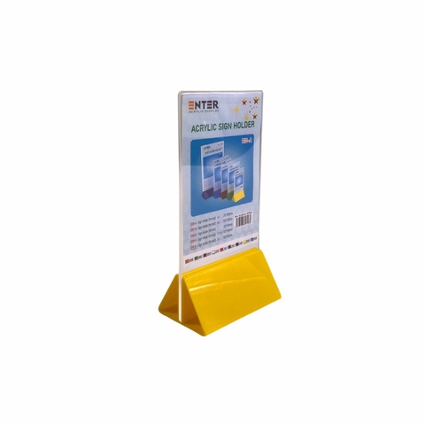 Kệ mica 2 mặt Enter E10-A 100x150mm đế lùa uốn chân chữ A, Kệ menu nhà hàng, Standee mica để bàn, Bảng quét mã QR Code