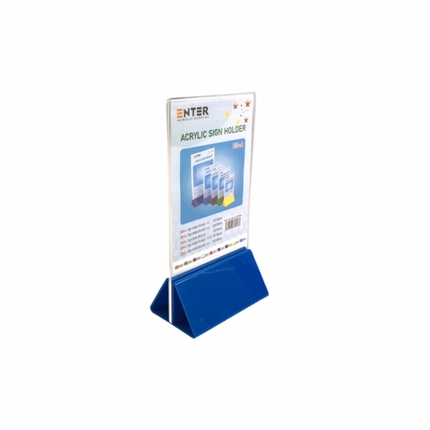 Kệ mica 2 mặt Enter E10-A 100x150mm đế lùa uốn chân chữ A, Kệ menu nhà hàng, Standee mica để bàn, Bảng quét mã QR Code