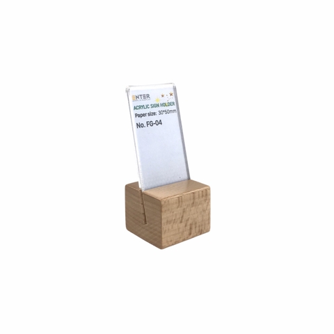Kệ mica 1 mặt đế gỗ Enter FG-04 30x50mm, Kệ thông tin sản phẩm, Standee mica để bàn, Bảng quét mã QR Code (20)