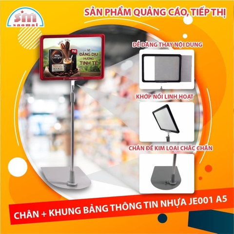 Bảng thông tin nhựa có chân JE001 150x210mm A5