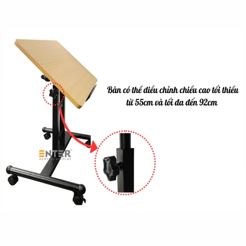 Bàn gỗ di động Enter BG103 60x40cm, Bàn nâng hạ đa năng, Bàn gỗ đa chức năng, Bàn gấp gọn thông minh