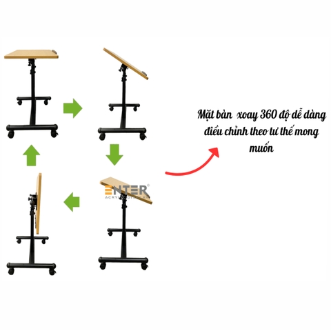 Bàn gỗ di động Enter BG103 60x40cm, Bàn nâng hạ đa năng, Bàn gỗ đa chức năng, Bàn gấp gọn thông minh