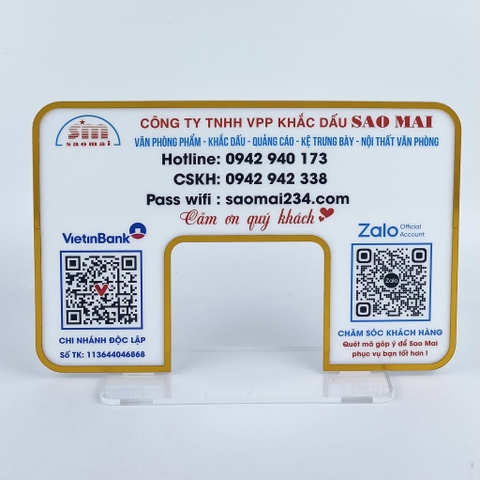 Bảng quét mã QR 30x20cm mèo thần tài