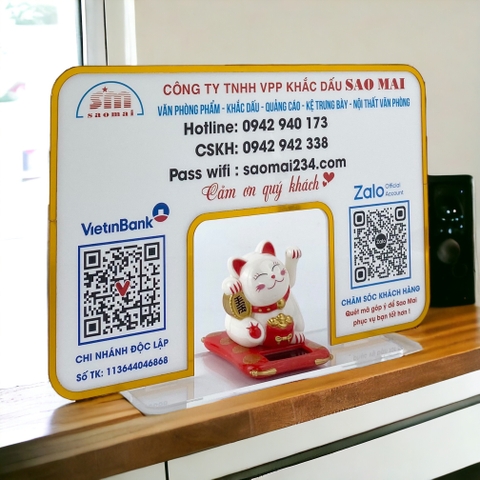 Bảng quét mã QR 30x20cm mèo thần tài