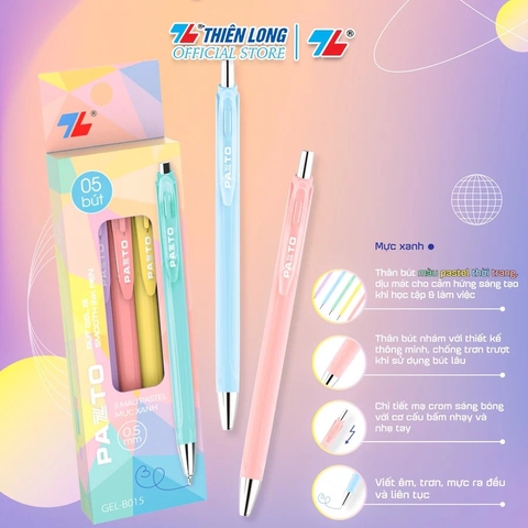 Bút bi TL Flexoffice Pazto Gel-B015 xanh dương (5)