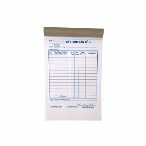 Hóa đơn bán lẻ NY 13x20cm 3 liên 50 bộ không đế (5/100)
