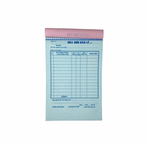 Hóa đơn bán lẻ NY 13x20cm 3 liên 50 bộ không đế (5/100)