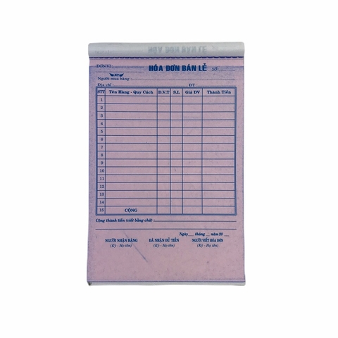 Hóa đơn bán lẻ NY 13x20cm 3 liên 33 bộ có đế (10/100)