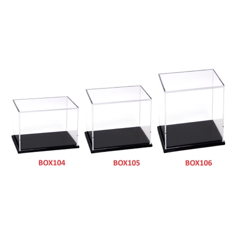 Hộp mica Enter BOX105 10x20x15cm mica dày 2mm, đế đen 5mmx2 chữ nhật nằm, Hộp trưng bày mô hình, Hộp mica trong chống bụi