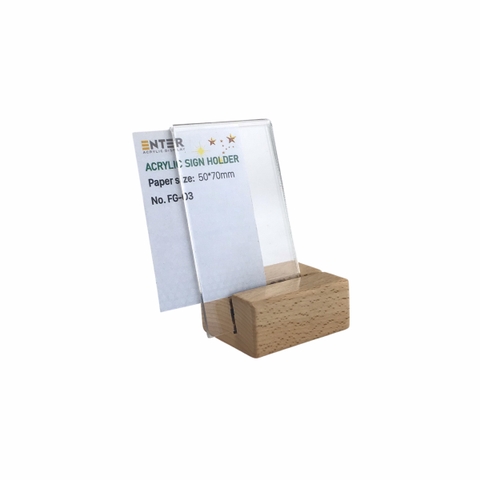 Kệ mica 1 mặt đế gỗ Enter FG-03 50x70mm, Kệ thông tin sản phẩm, Standee mica để bàn, Bảng quét mã QR Code (20)