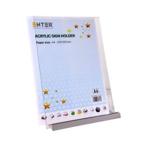 Kệ mica 1 mặt Enter E55 210x297mm đế nhôm A4 đứng