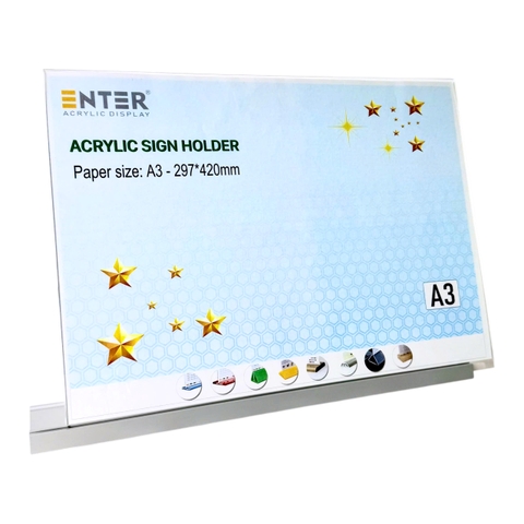 Kệ mica 1 mặt Enter E56 420x297mm đế nhôm A3 ngang