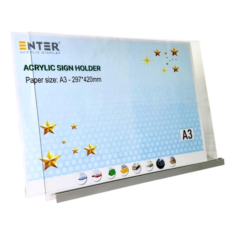 Kệ mica 1 mặt Enter E56 420x297mm đế nhôm A3 ngang