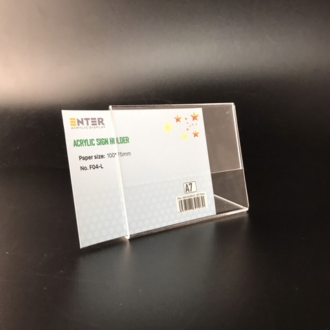 Kệ mica 1 mặt Enter F04-L 100x75mm A7 ngang, Kệ menu chữ L, Khung thông tin sản phẩm, Khung bảng giá, Kệ trưng bày để bàn (20)