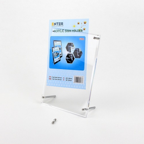 Kệ mica 1 mặt Enter F08A 15x21cm đế inox A5 đứng mica 5mm, Khung ảnh để bàn chân inox, Khung bằng khen (10)