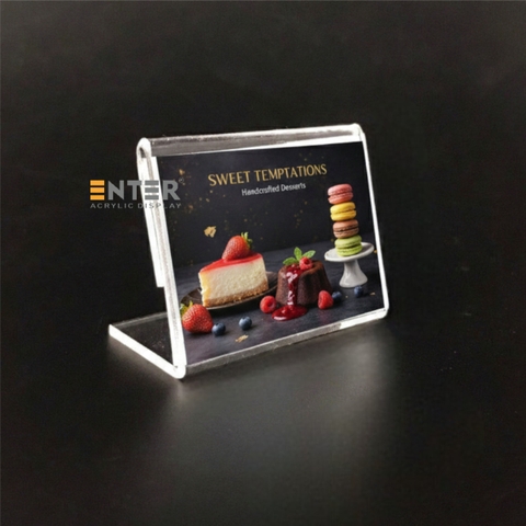 Kệ mica 1 mặt Enter F06-L 50x35mm A9 ngang, Kệ menu chữ L, Khung thông tin sản phẩm, Khung bảng giá, Kệ trưng bày để bàn (20)