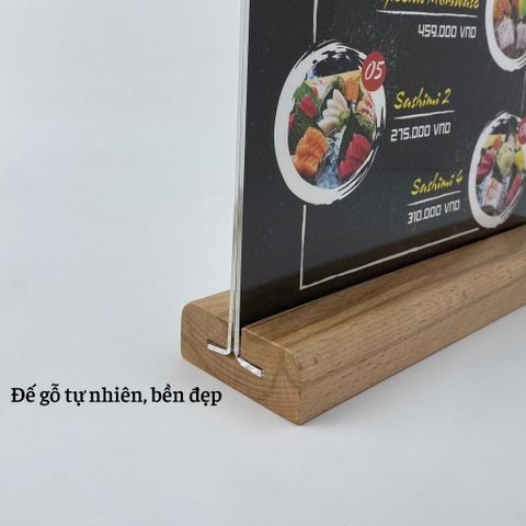 Kệ mica 2 mặt Enter E43 100x210mm đế gỗ 1/3A4 đứng, Kệ menu nhà hàng, Standee mica để bàn, Bảng quét mã QR Code (20)