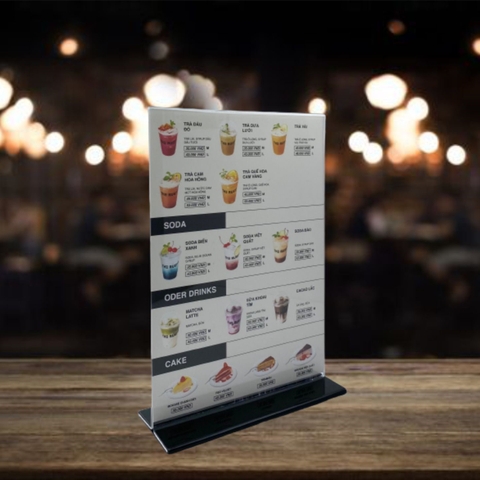 Kệ mica 2 mặt Enter E07-U 150x210mm đế lùa uốn bằng A5 đứng, Kệ menu nhà hàng, Standee mica để bàn, Bảng quét mã QR Code (20)