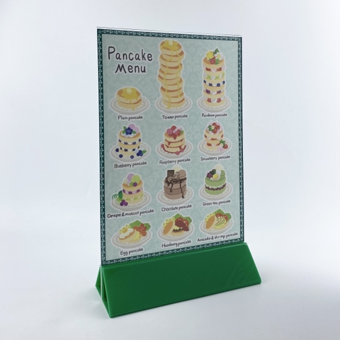 Kệ mica 2 mặt Enter E10-A 100x150mm đế lùa uốn chân chữ A, Kệ menu nhà hàng, Standee mica để bàn, Bảng quét mã QR Code