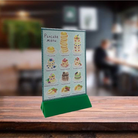 Kệ mica 2 mặt Enter E06-A 210x300mm đế lùa uốn chân chữ A, Kệ menu nhà hàng, Standee mica để bàn, Bảng quét mã QR Code (10)
