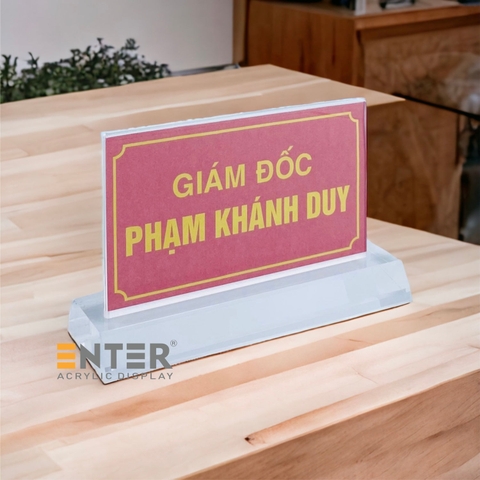 Kệ mica 2 mặt Enter E17A 15x8.5cm đế 17x5.5cm dày 20mm, Biển chức danh quân đội, Kệ chức vụ (10)