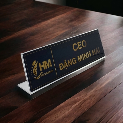 Kệ mica chức vụ 1 mặt Enter A02 240x75mm trung, Biển chức danh, Bảng tên để bàn (20)