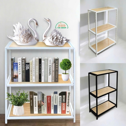 Kệ sắt 3 tầng Enter KG6090-3 60x30x90cm, Kệ đa năng nâng hạ tầng, Kệ sắt tầng gỗ, Giá sắt