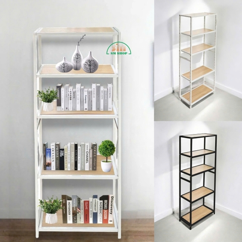 Kệ sắt 5 tầng Enter KG80150-5 80x30x150cm, Kệ đa năng nâng hạ tầng, Kệ sắt tầng gỗ, Giá sắt