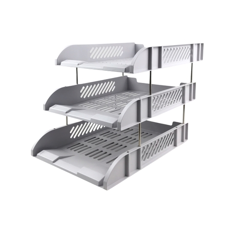 Kệ hồ sơ 3 tầng nhựa Deli 9217 cố định xám