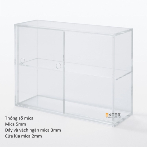 Kệ trưng bày mica Enter TB701 250x85x165mm 2 tầng cửa lùa