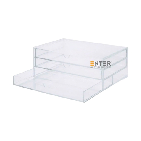 Kệ trưng bày mica Enter TB704 175x130x100mm 3 ngăn cửa kéo, hộc kéo, hộp trang sức