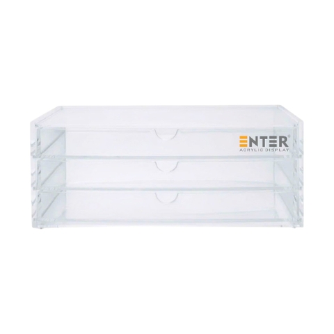 Kệ trưng bày mica Enter TB705 255x170x100mm 3 ngăn cửa kéo, hộc kéo, hộp trang sức