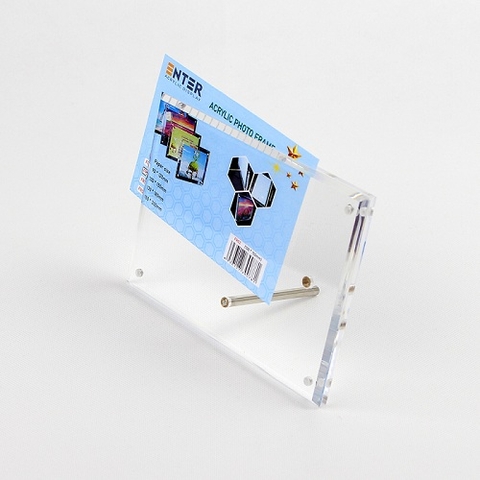 Khung hình mica cao cấp Enter FR01 90x120mm mica 5mmx2, Khung ảnh để bàn chân inox, Khung bằng khen (10)