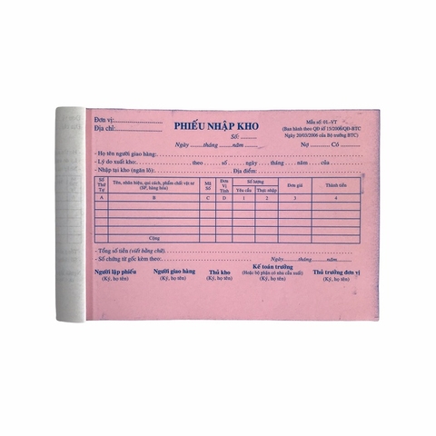 Phiếu nhập kho NY 13x20cm 2 liên 50 bộ không đế  (10/100)