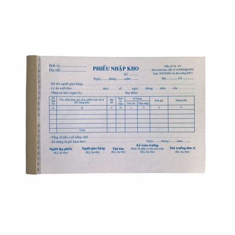 Phiếu nhập kho NY 13x20cm 3 liên 50 bộ không đế (5/100)