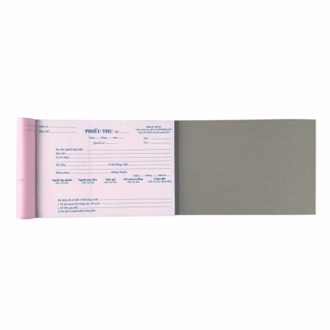 Phiếu thu NY 13x20cm 2 liên 50 bộ (10/100)