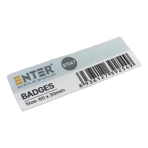 Phôi thẻ tên inox Enter BT046 / BT047 60x20mm trắng xước (10,50)
