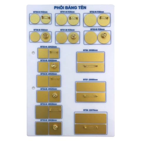 Phôi thẻ tên kim loại BT53 22x22mm vàng (50)