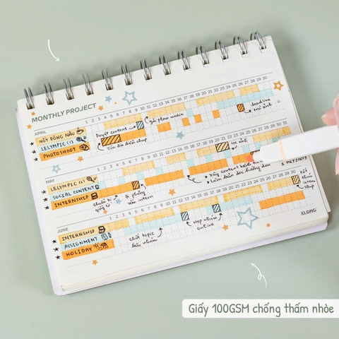 Sổ kế hoạch lò xo KLong 945 14.8x21cm 200 trang 72.4gsm, Sổ ghi chép, Sổ ghi chú (60)