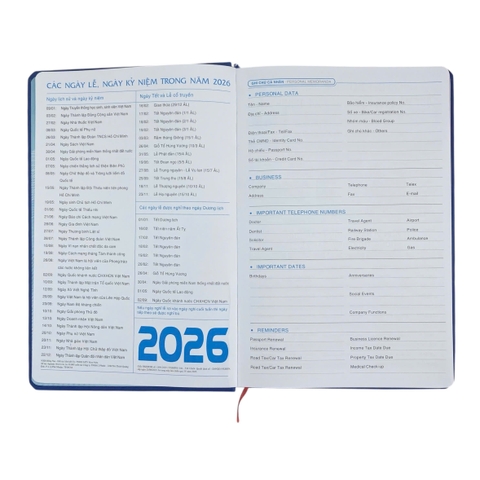 Sổ lịch Agenda HTS2 16x24cm 192 trang 2026