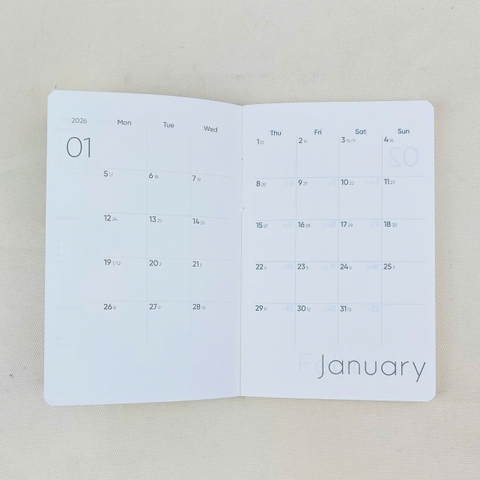 Sổ lịch Planner NT B7-25 9x14cm 144 trang, Sổ tay lịch năm 2026, Sổ kế hoạch, Sổ ghi chú theo ngày