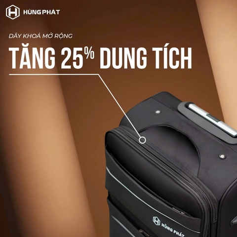 Vali kéo vải HÙNG PHÁT 891 size xách tay cabin 20 inch - Nới rộng 25%, khóa 3 số, nhiều ngăn, trượt nước