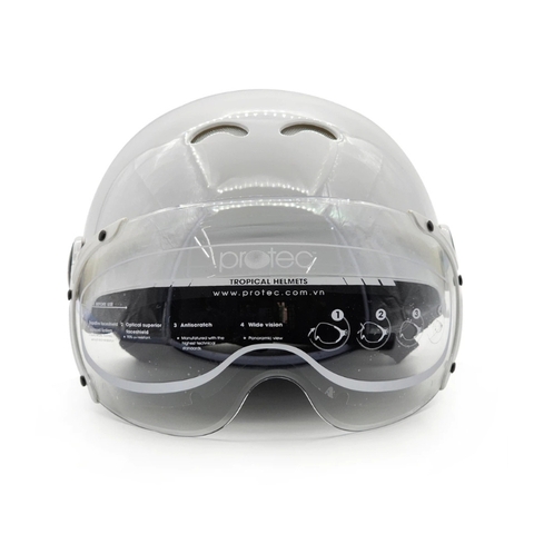 Mũ bảo hiểm 1/2 đầu PROTEC Kitty màu trơn có kính - MBH nửa đầu vòng đầu nhỏ, gọn nhẹ, thoáng, chịu va đập