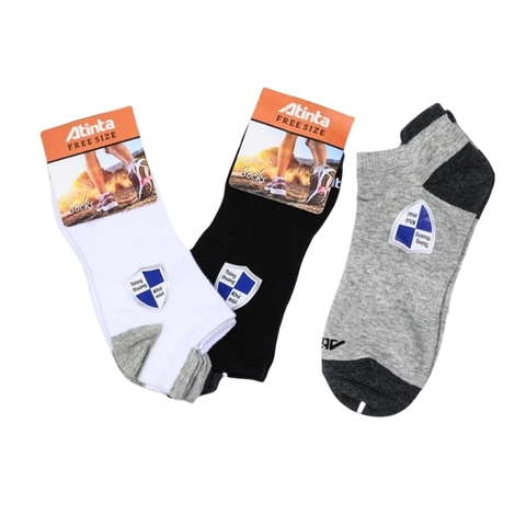 Vớ (tất) ATINTA nam cổ thấp 019 - Ngang mắt cá chân, phối gót, cotton khử mùi, êm ái - Vớ Nam Thành